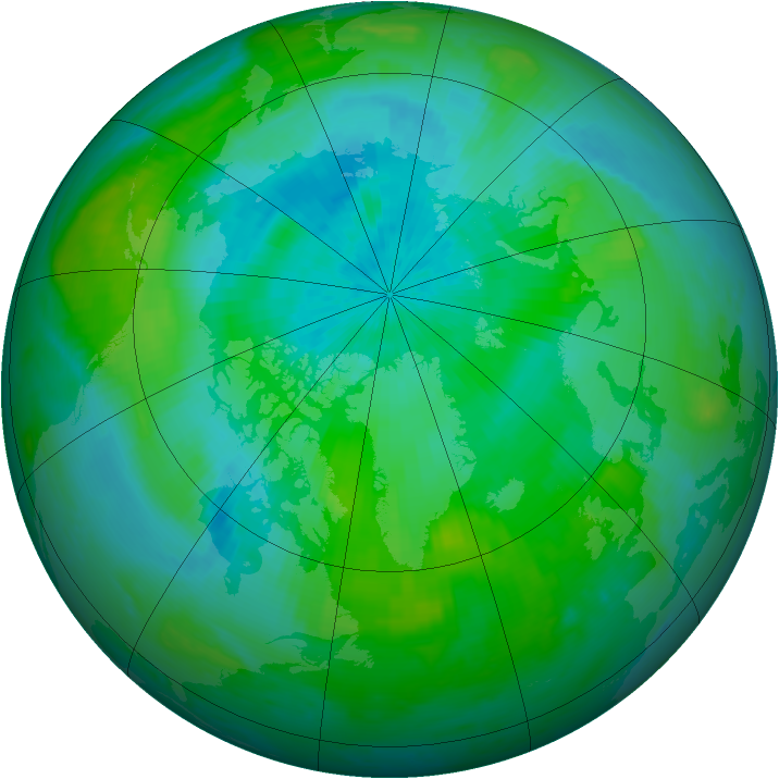 Arctic ozone map for 26 August 1999